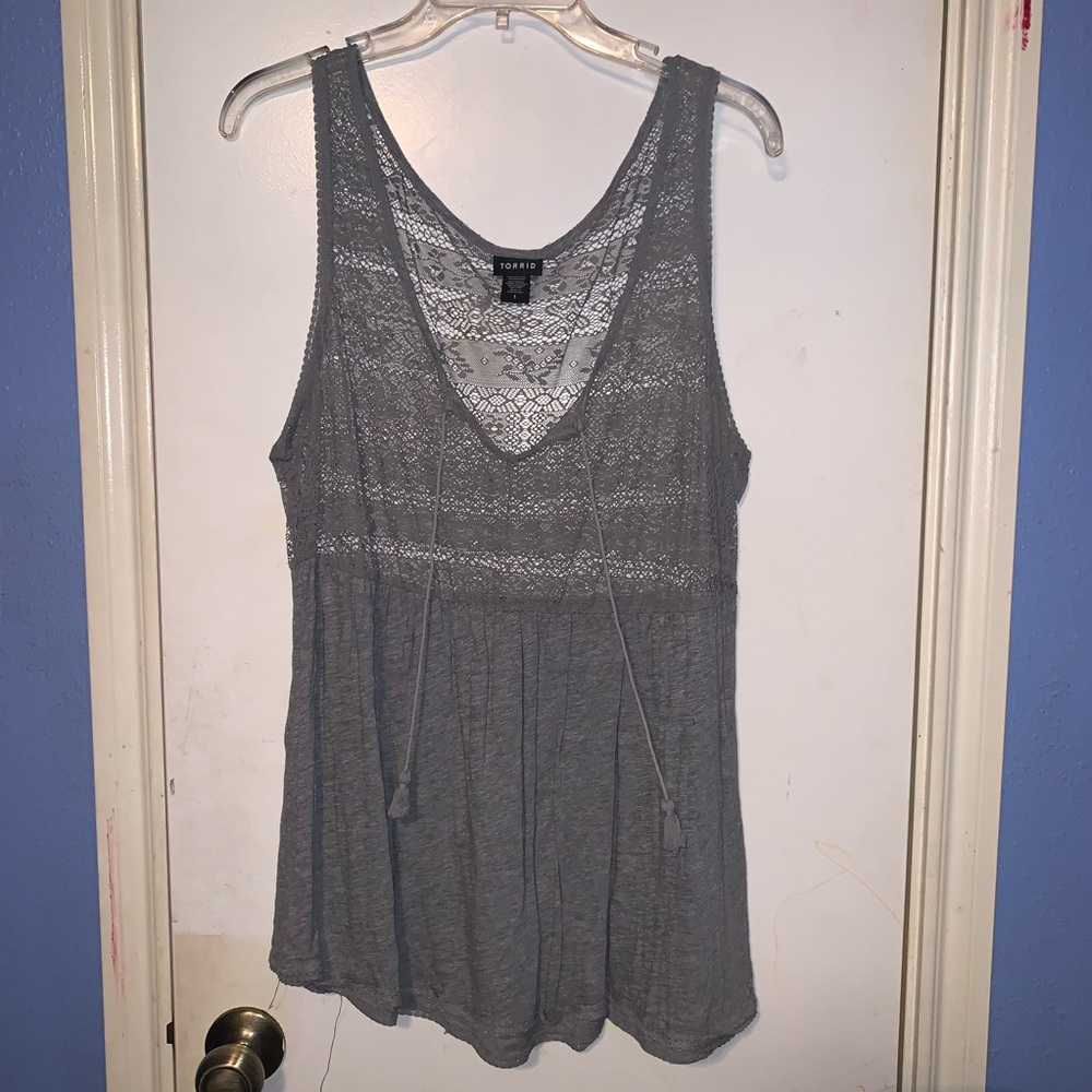 Torrid Tank with Lace/Crochet Detailing